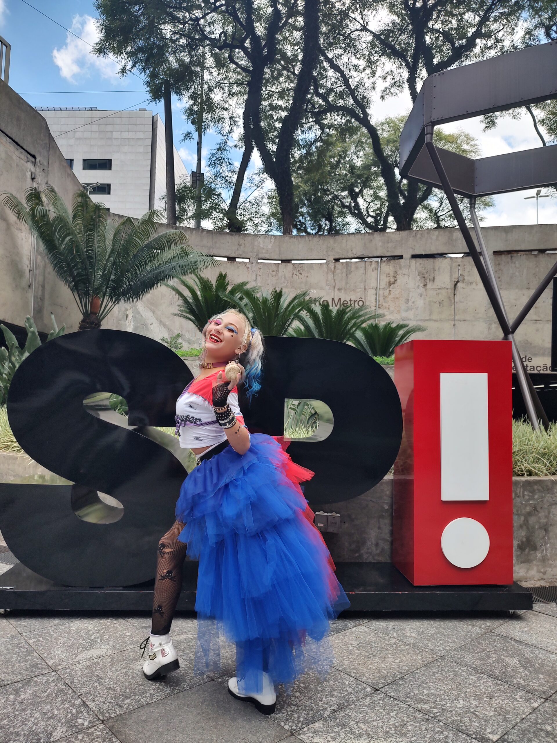 Cosplay Arlequina Aniversário de São Paulo, evento Cidade do Futuro