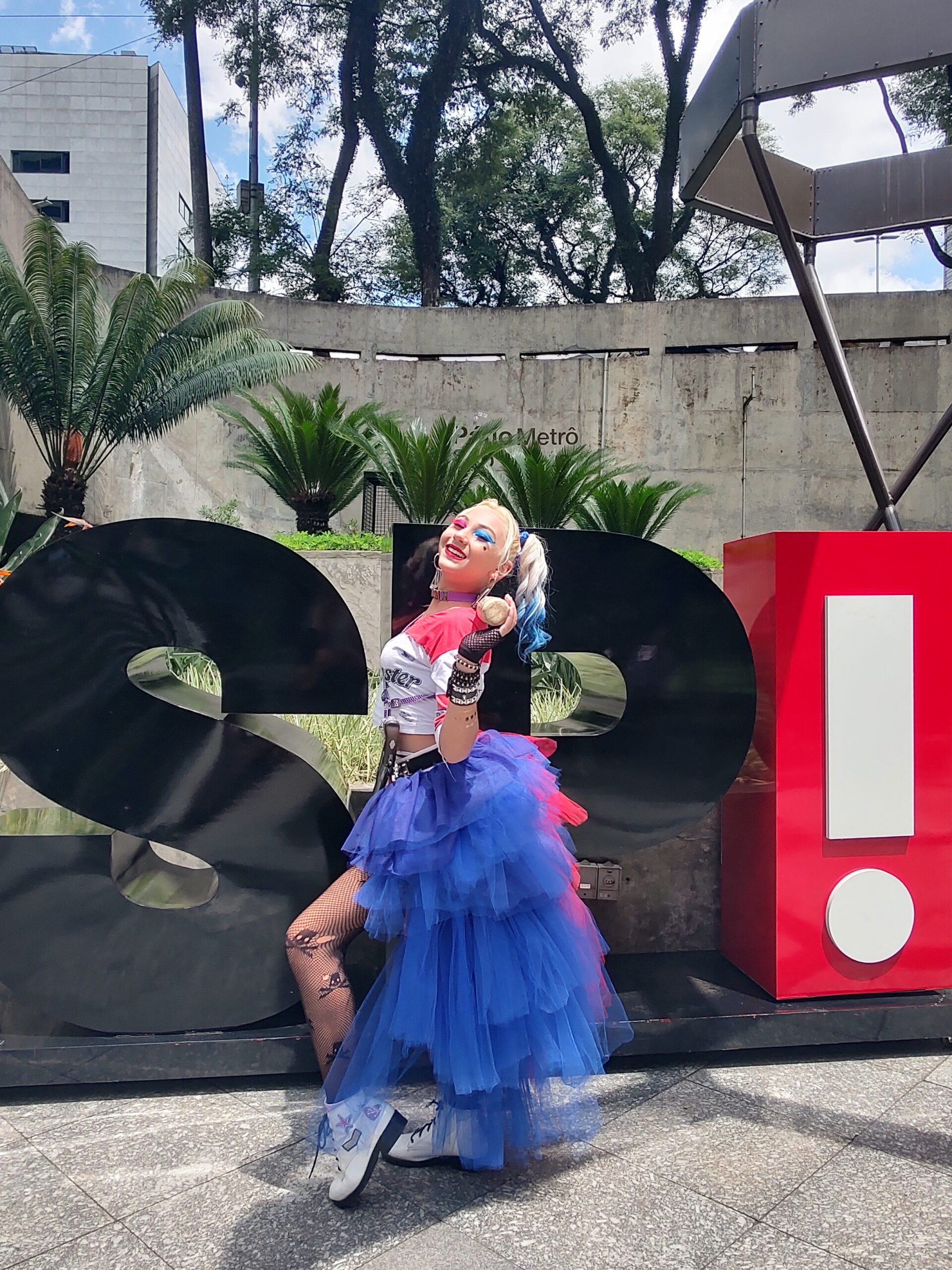 Cosplay Arlequina Aniversário de São Paulo, evento Cidade do Futuro